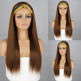 Xpoko Synthetic Headband Wig Long Deep Wave Gradient Blonde Hair Extension Hairband Wavy Wig