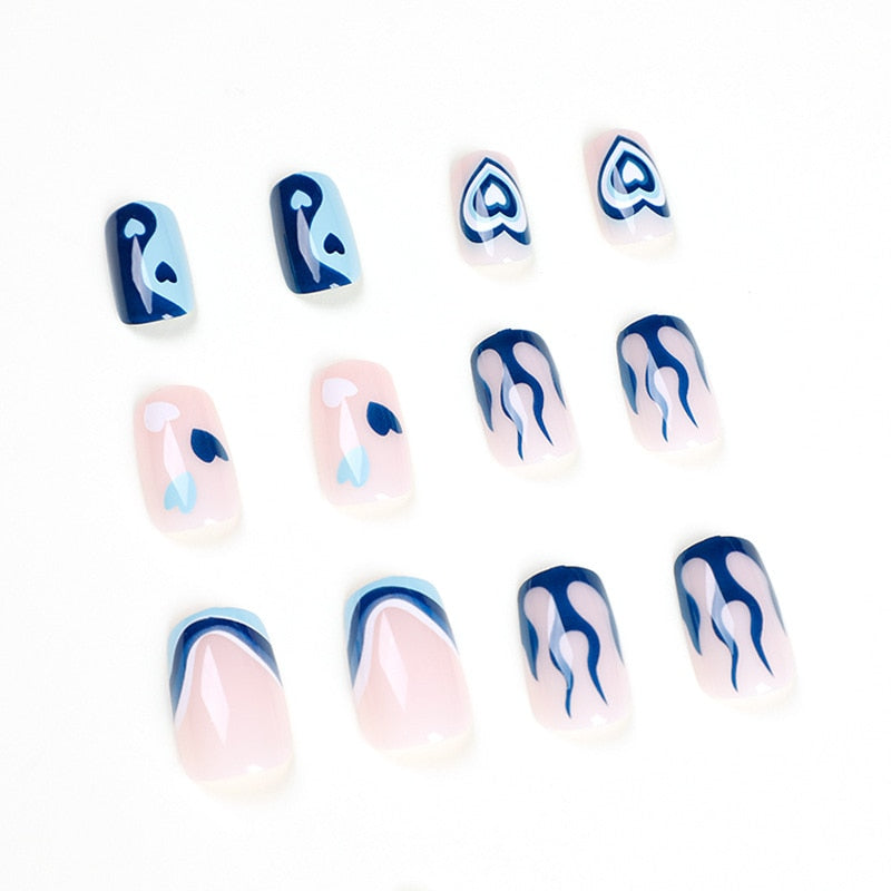 Xpoko JP1590 Long Square Nails Press On Fake Fingernails With Y2K Design