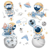 Cartoon Space Astronaut Wall Stickers for Kids Room Kindergarten Wall Decoration Removable Water-Proof PVC Wallpaper Home Decor