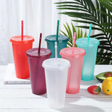 Xpoko Plastic Straw 5Pc Design Comfortable Sippy Cup 500Ml/700Ml Summer New Creative Water Cup Shiny Powder Sippy Cup