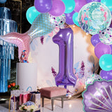 Little Mermaid Party Balloons 40inch Number Foil Balloon Kids Birthday Party Decoration Supplies Baby Shower Decor Helium Globos
