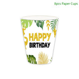 Forest Animal Cutlery Jungle Safari Birthday Decorations Children's 1st Birthday Party Supplies Paper Plate Cup Napkin Pull Flag