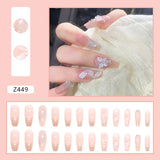 Fall nails Barbie nails Christmas nails 24PCS Coffin Head Fake Nail Glitter Crystal Design Removable Wearable Press on Nails Full Cover Artificial Nail Tips Manicure