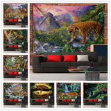 Forest Tiger Pattern Living Room Tapestry Bedroom Background Wall Hanging Tapestry Tatami Bedside Art Decor Tapestry