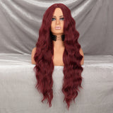 Xpoko Long Wavy Black Synthetic Wig Women's Heat-Resistant Natural Half Part Cosplay Party Lolita Wig