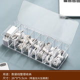 back to school Cable Storage Box Transparent Plastic Data Line Storage Container for Desk Stationery Multifunctional Charging Line Headset Data