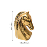 Nordic Home Decoration Ceramic Statue Golden Horse Sculpture Bookends Living Room Office Desktop Ornaments Creative Crafts