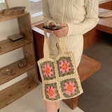 Back to school Casual Crochet Flower Women Shoulder Bags Hollow Paper Woven Lady Handbags Handmade Summer Beach Straw Bag Small Tote Purses