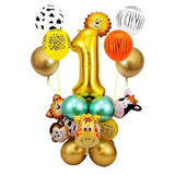 26 Pcs Jungle Animal Balloons Set Chrome Metallic Latex Balloon 32inch Gold Number Globos Kids Birthday Party Baby Shower Decor