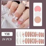 Fall nails Barbie nails Christmas nails 24Pcs Coffin Press on Nails Full Finished Deep Red False Nails Cherry Pattern Fake Nails for Women and Girls Fake Nail Patch