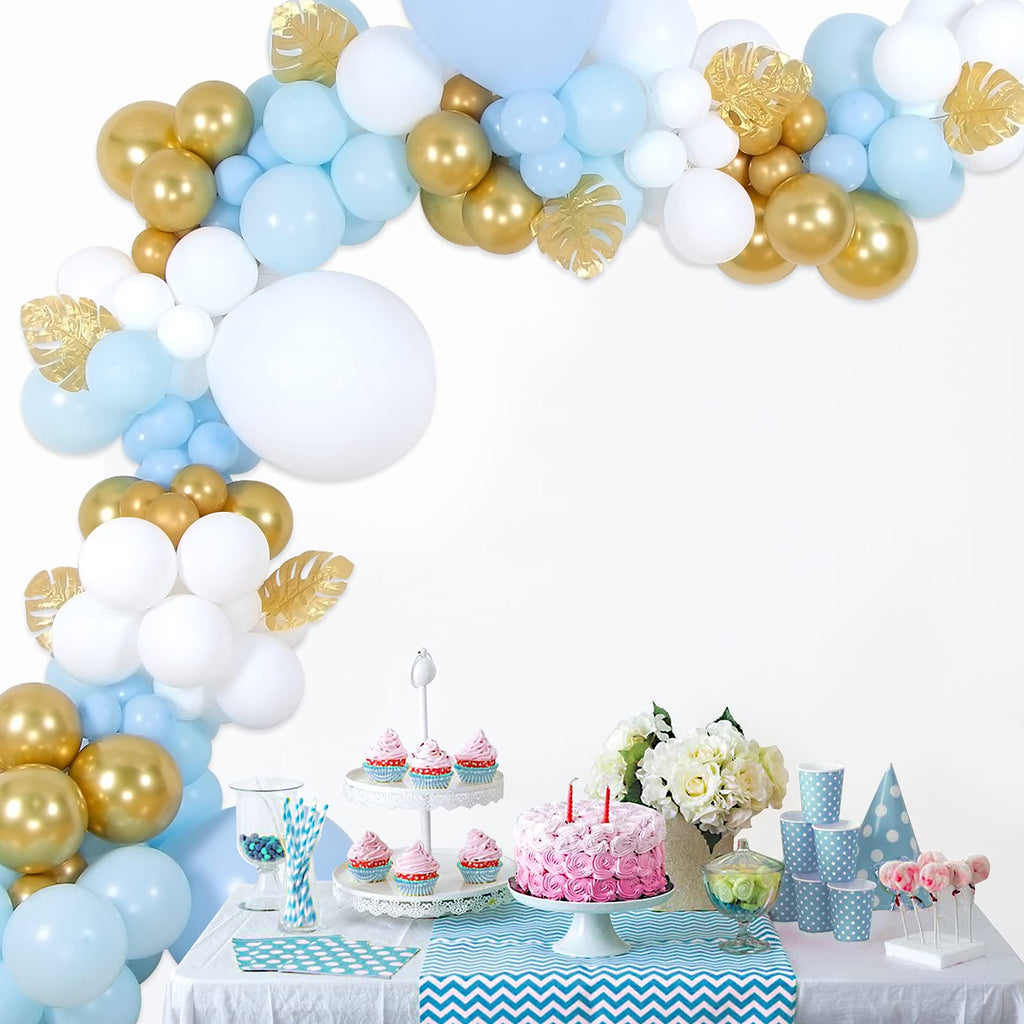 124PcsMacaron Blue White Metal Balloon Garland Arch Kit Baby Shower Graduation Engagement Anniversary Birthday Party Decorations
