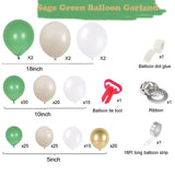 160 Pieces Sage Green White Metal Balloon Garland Arch Kit Baby Shower Jungle Tropical Theme Party Wedding Birthday Decorations