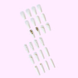 JP2277-B3 Ballerina White Nails Press on Fake Fingernails XL Length with Diamond