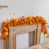 Xpoko 66.3In Artificial Maple Vine Leaves Autumn Decoration Garland Thanksgiving Halloween Garden For Wedding Party Home Fall Decor