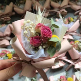 Xpoko Pink Barbie Dried Flower Mini Bouquet For Girlfriend Valentine's Day Souvenir Gift Box Collocation Decor Home Wedding Decoration