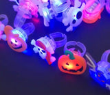 Xpoko 5/10/15/20Pcs Halloween Decorations Creative Cute Glowing Ring Pumpkin Ghost Skull Rings For Kids Gifts Halloween Party Supplies