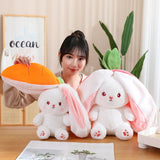 back to school 20-45cm Kawaii Pink Rabbit with Carrot Strawberry Stuffed Animal Bunny Plush Toy Soft Doll Cute Sleep Pillow Novel Gift for Girl