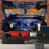 Aircraft Cockpit Tapestry Plane Sky Wall Hanging Airport Fans Home Wall Hanging Home Decoration Dropshipping