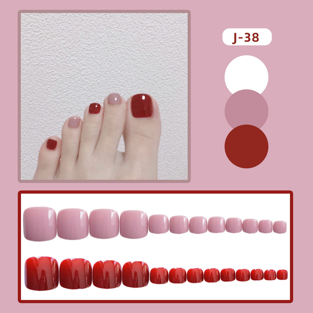 Back to school J01-40 Oni Nail French Wear Manicure Toenail Patch Finished False Nail Nail Patch Detachable A Box of 24 Pieces Gift Kit