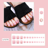 Back to school Korean-style Finished Fake Nails Wearing Armor Detachable Fake Toenails Toenail Patches Manicure Patches A Box of 24 Pieces