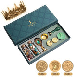 Xpoko Retro Luxurious Royal Family Wax Seal Stamp Set Premium Gift Box Acquer Wax Grain DIY Wedding Craft Birthday Decor Envelope Tool