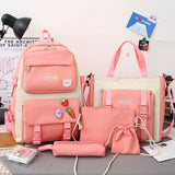 back to school 2023 New 4 Pcs Sets Purple Colour Children's School Backpack Kawaii Women's Backpack Bookbag School Bags for Teens Girls Mochila