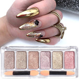 6 Colors Mirror Nail Glitter Powder Solid Holographic Gold Rubbing Dust Nail Chrome Powder Chameleon Pigement Manicure GL1933