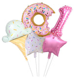 5-Pack Candy Ice Cream Pink Decorative 32" Digital Foil Balloons Donuts World Themed Girls Birthday Party Decorations Kids Toys