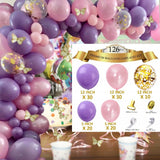 Xpoko 1 Set Of Purple Metal Confetti Balloons Butterfly Stickers Garland Arch Kit Birthday Party Kids Wedding Baby Shower Girls Decor