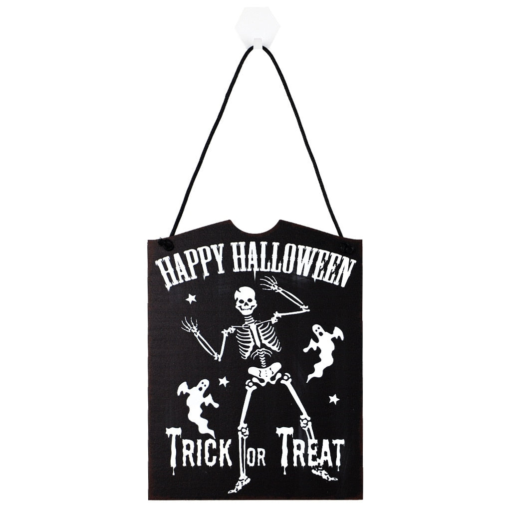Xpoko Halloween Ghost Face Pumpkin Door Hangings Witch Hat Trick Or Treat Door Sign Pendant Happy 2023 Halloween Day Decor For Home