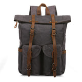 2022 men's bag Horseskin canvas backpack oil wax canvas bag men's waterproof wear-resistant outdoor travel bag men's backpack