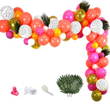 Jungle Safari Theme Party Rose Coral Red Balloon Garland Arch Set Tropical Leaves Boy Girl Birthday Party Baby Shower Decoration