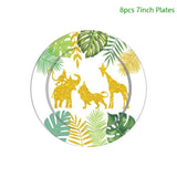 Forest Animal Cutlery Jungle Safari Birthday Decorations Children's 1st Birthday Party Supplies Paper Plate Cup Napkin Pull Flag