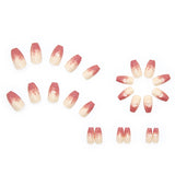 Z276 Flame Ombre Nails Press on Set Short Coffin Fingernails