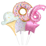 5-Pack Candy Ice Cream Pink Decorative 32" Digital Foil Balloons Donuts World Themed Girls Birthday Party Decorations Kids Toys