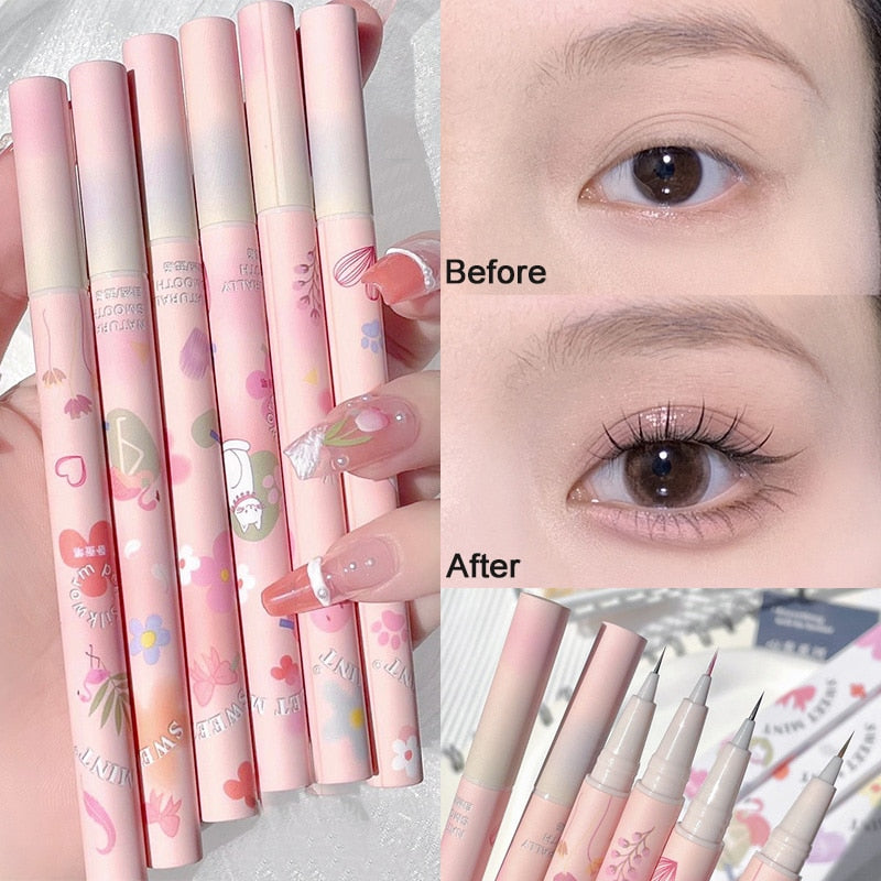 Xpoko Liquid Lying Silkworm Pen Waterproof Quick-Drying Brown Non-Smudge Matter Eyeliner Pencil Natural Nude Eye Makeup Beauty Tools