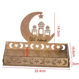 Islamic Muslim Party Decor Eid Mubarak Moon Star Wooden Ramadan Decoration for Home Ramadan Kareem Gifts Food Tray Eid Al Adha