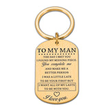 Birthday Valentine Day Keychain Gifts for Boyfriend Husband My Man I love you Couples Keyring for Man Wedding Gifts