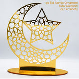 1Pc Eid Mubarak Light Candlestick Tray Decortion Ramadan Muslim Festival Palace Lamp Ornaments For Islam Party Desktop Gifts