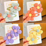 Back to school guide【2-Piece Set】Children's Cute Fabric Flower Pair Clip Hair Accessories Girl Hairpin Temperament Clip Baby Headdress Wholesale