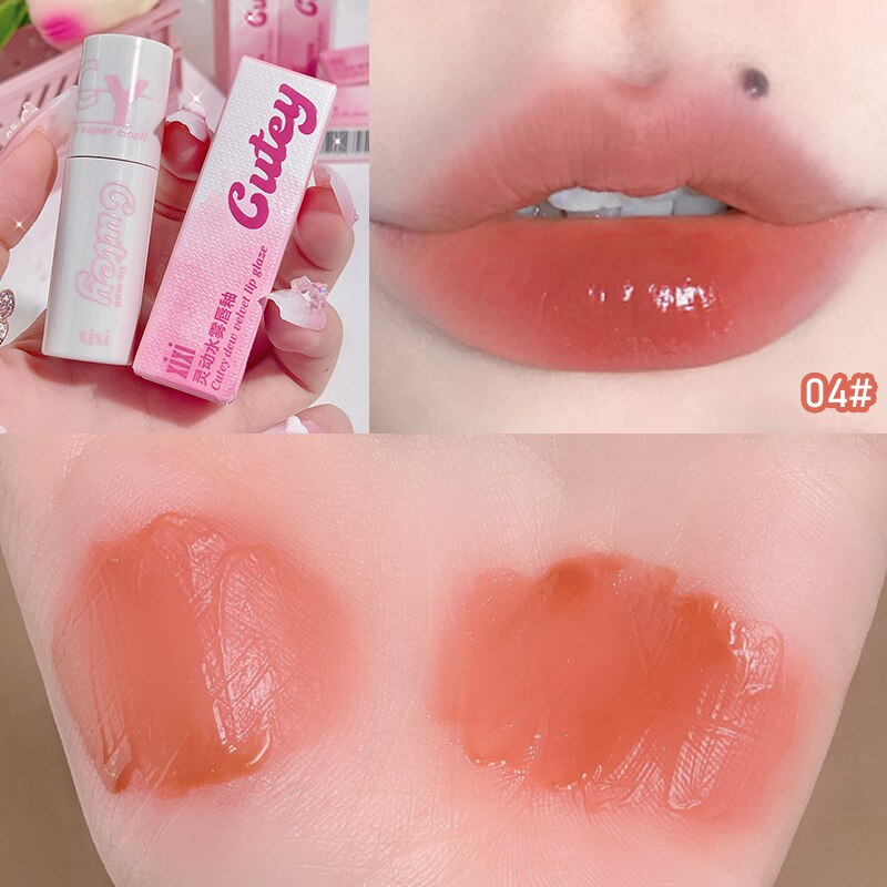 Xpoko Mirror Water Lip Plumper Gloss Lip Glaze Transparent Glass Pink Lip Mud Nude Brown Glossy Tint Waterproof Liquid Lipstick Makeup