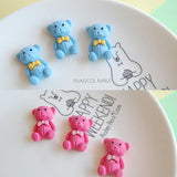 Kawaii Nail Art Cute Bear Resin 3D Nail Charms Glitter Rhinestones Decoration Manicure Accessories