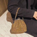 Xpoko Back to school Fashion Diamonds Clip Shell Women Handbags Crytal Mesh Shoulder Crossbody Bags Glitter Rhinestone Evening Party Small Purse 2023