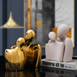 Nordic Minimalist Embrace Couple Sculpture Lover Characters Bust Frosted Ceramic Statues Modern Wedding Gifts Ornaments