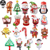 Xpoko 50Pcs Mini Size Merry Christmas Day Foil Balloons Santa Claus Snowman Bell Christmas Tree Elk Ballons Xmas Party Supplies Globos