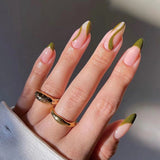 Xpoko Detachable Almond False Nails Wearable French Stiletto Fake Nails With Design Full Cover Nail Tips Press On Nails Fashion New