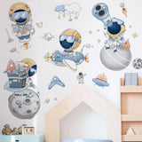 Cartoon Space Astronaut Wall Stickers for Kids Room Kindergarten Wall Decoration Removable Water-Proof PVC Wallpaper Home Decor