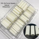 500pcs/box XXL Straight Square Extra Long Acrylic Nail Tips No C Curve Half Cover Artificial False Tip Nails Tool