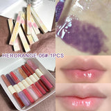 Xpoko Water Light Clear Lip Gloss Liquid Glitter Lilac Lipstick Translucent Moisturizing Lip Oil Mirror Purple Double-Ended Lip Glaze