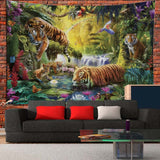 Forest Tiger Pattern Living Room Tapestry Bedroom Background Wall Hanging Tapestry Tatami Bedside Art Decor Tapestry